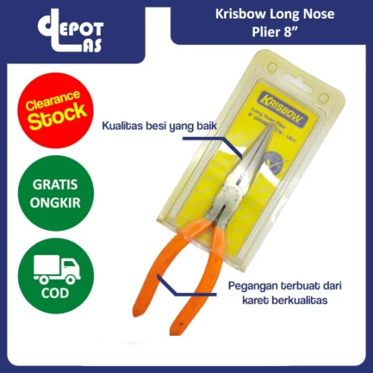 Tang Cucut Krisbow Long Nose Plier 8 INCH