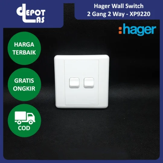 Hager Wall Switch Saklar Dinding 2 Gang 2 Jalur - XP9220