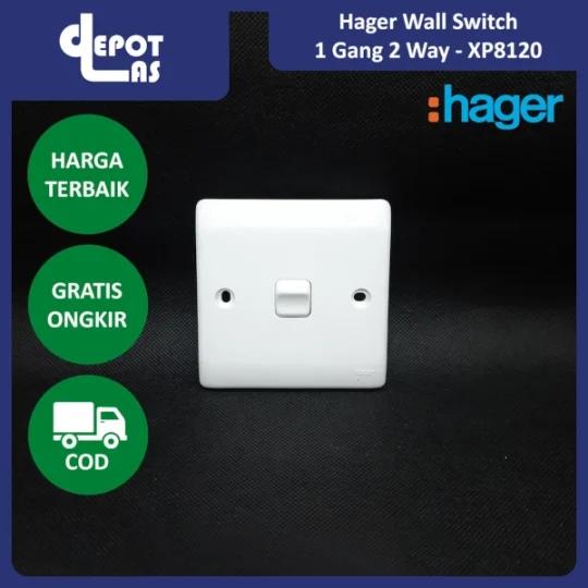 Hager Wall Switch Saklar Dinding 1 Gang 2 Jalur - XP8120